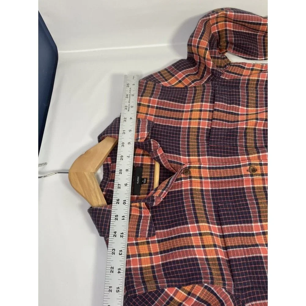 Madewell women's flannel shirt size S plaid navy and rust - Picture 5 of 6